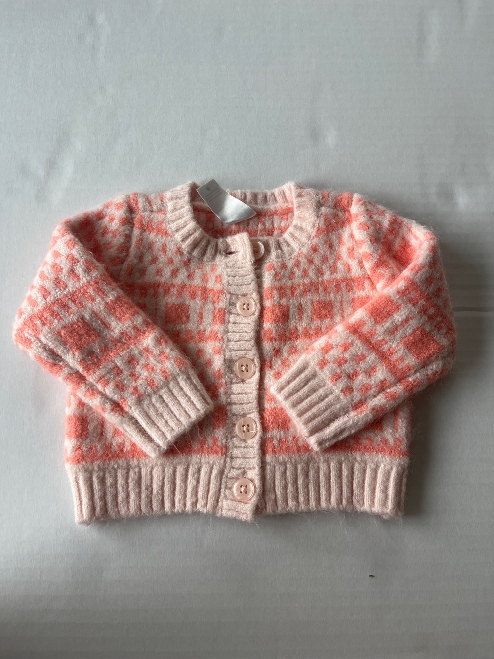 Carter's Coral-Pink Patterned Knit Cardigan